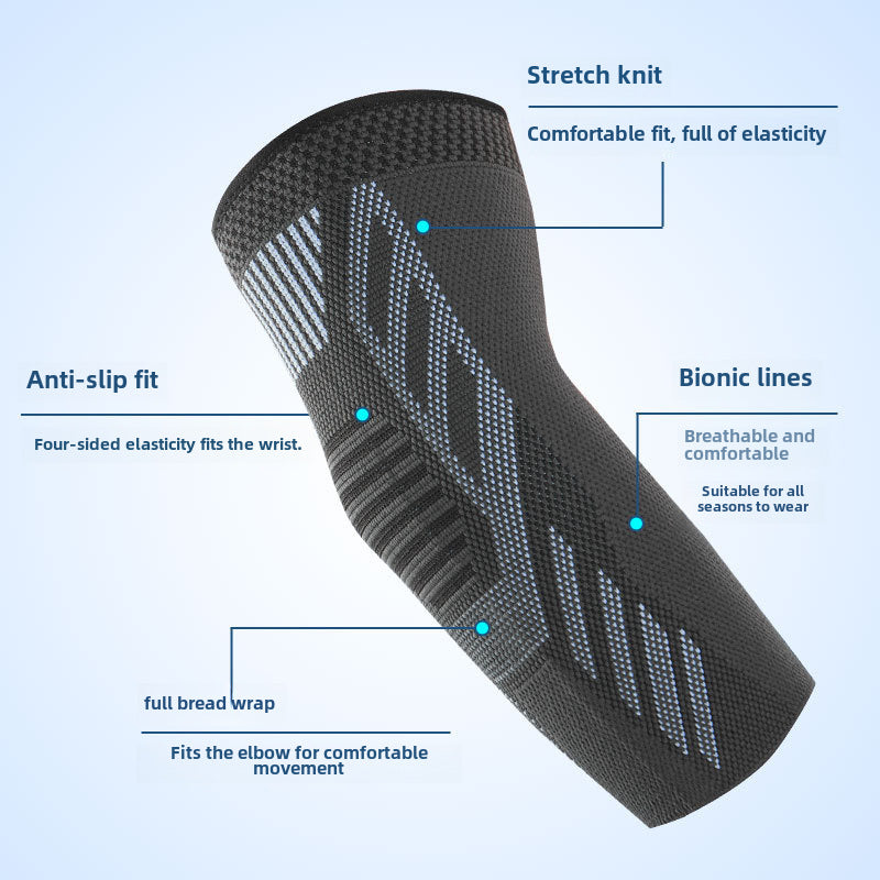 Dunkle Ellenbogenbandage mit Strickzonen