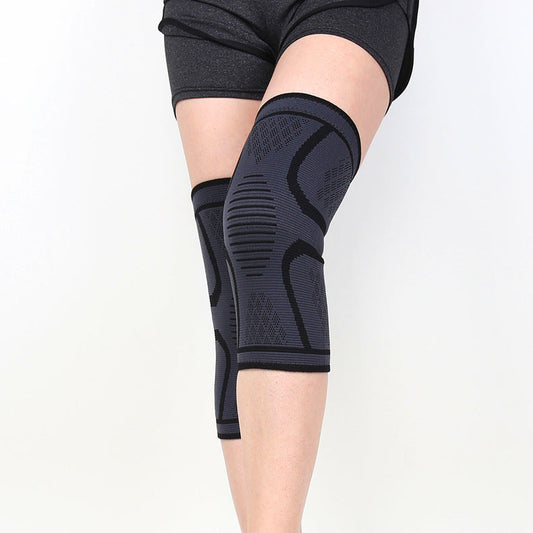 Kniebandagen mit Strickzonen und aquafarbenem Rand