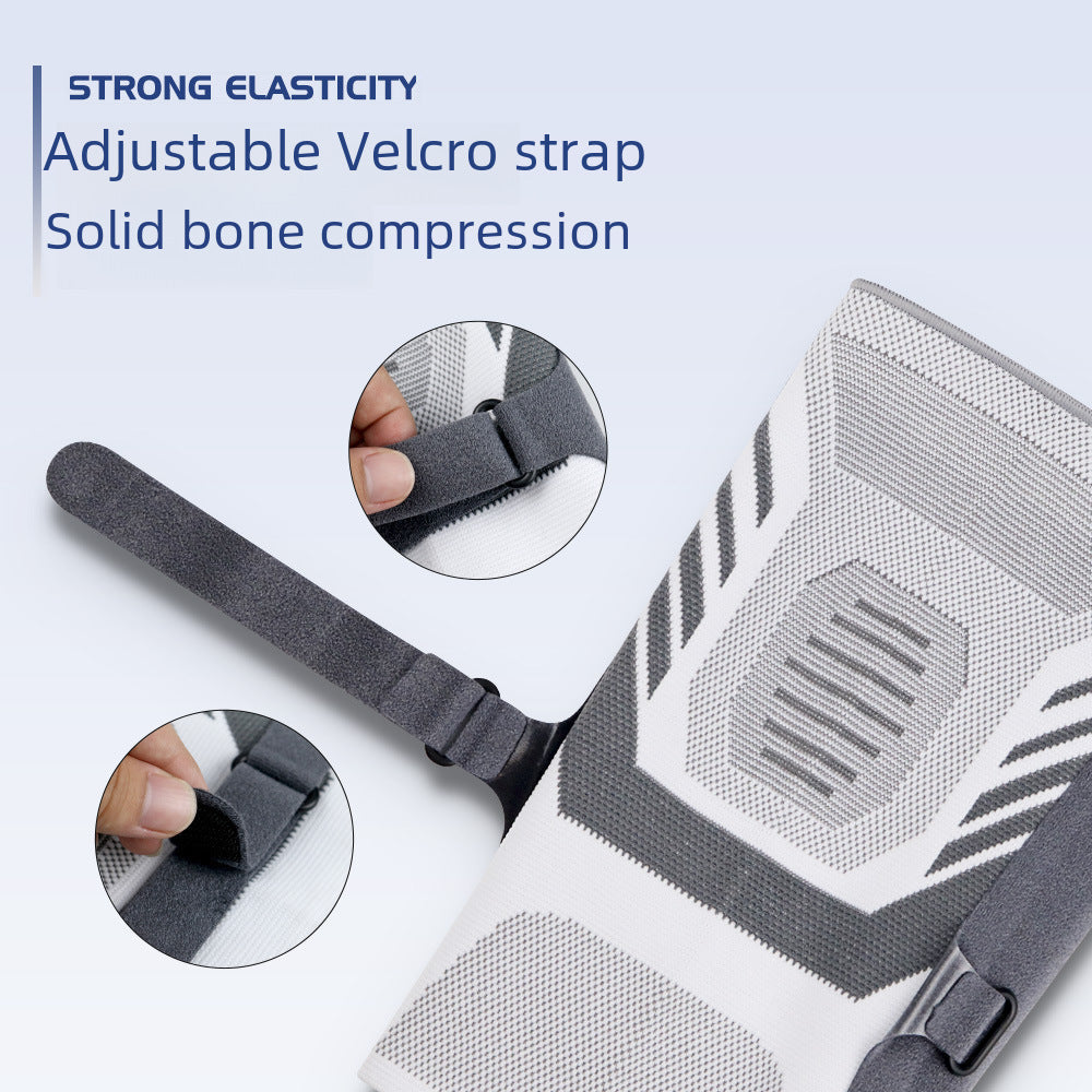 Blaue Strick-Kniebandage mit seitlichem Panel