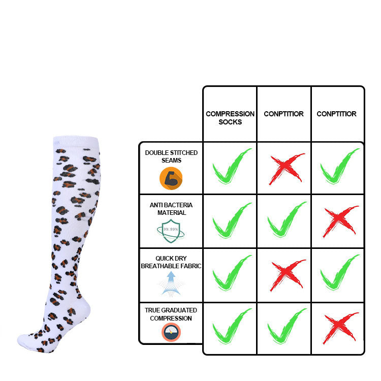 Kompressionsstrümpfe mit Leopardenmuster
