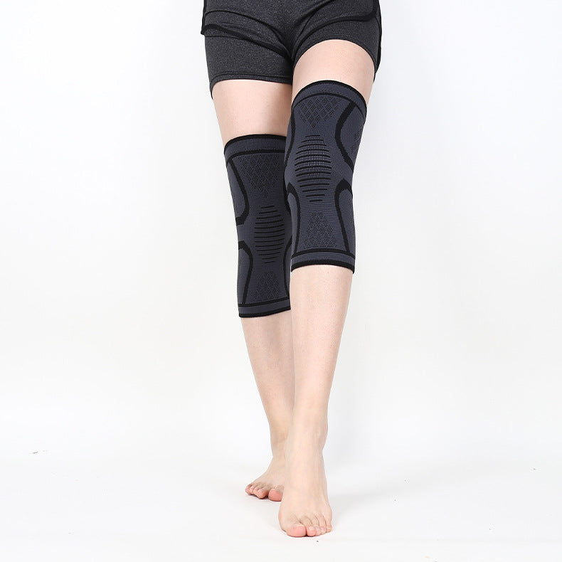 Kniebandagen mit Strickzonen und aquafarbenem Rand