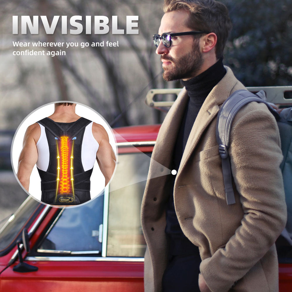 Verbesserter Rückenbandage-Stützgürtel für oberen Rücken, Nacken- und Schulterschmerzen, unsichtbarer Haltungskorrektor, Premium-Material mit praktischem Design für den täglichen Gebrauch