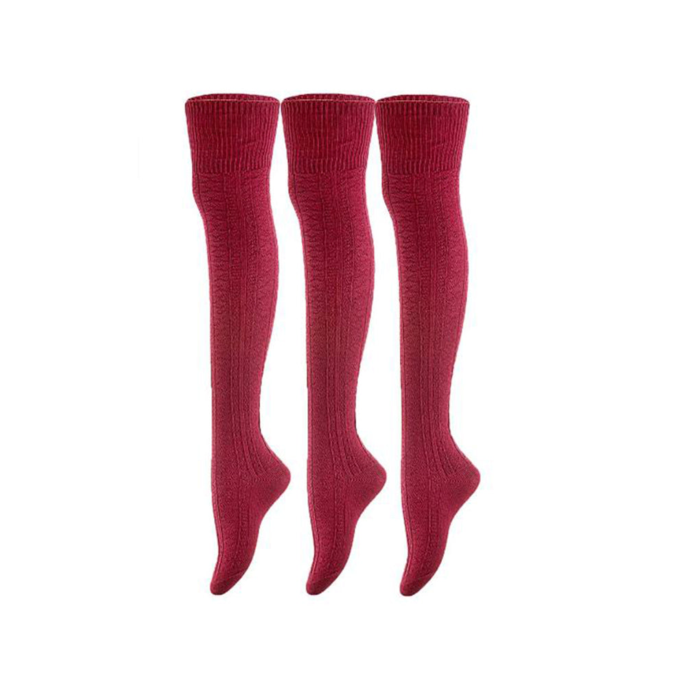 Damen 3 Paar Oberschenkel hohe Baumwollsocken, Kniewärmer, Beinwärmer