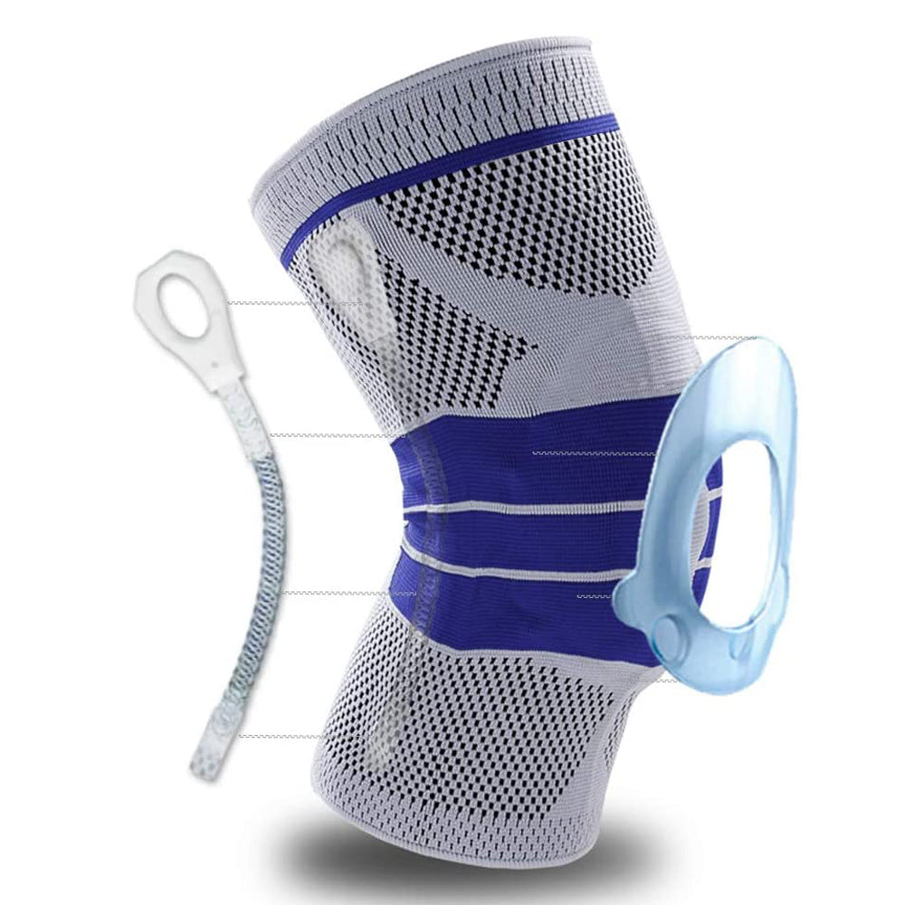 Kniestütze, elastische Kniebandagen Patella Stabilisator mit Silikongel-Federstütze, klappbarer Knieschoner-Schutz für Meniskusriss Arthritis Running Men Women
