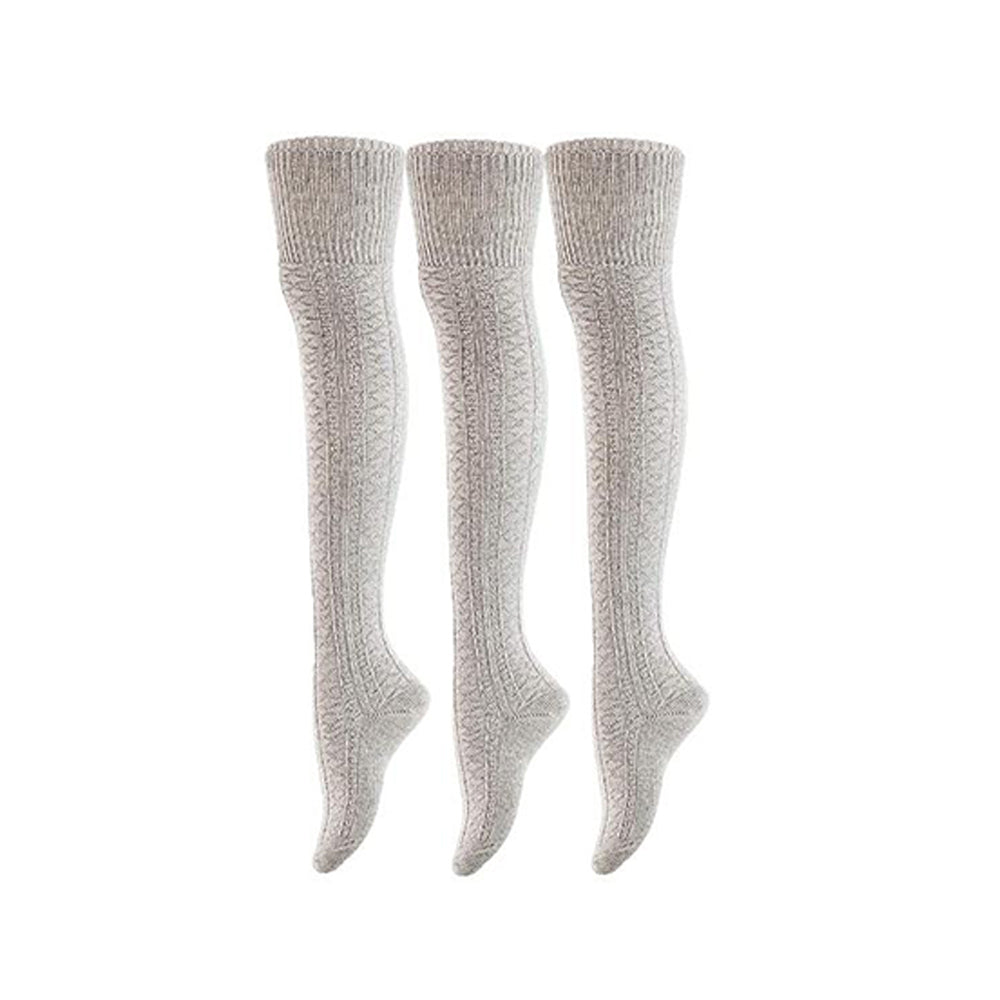 Damen 3 Paar Oberschenkel hohe Baumwollsocken, Kniewärmer, Beinwärmer