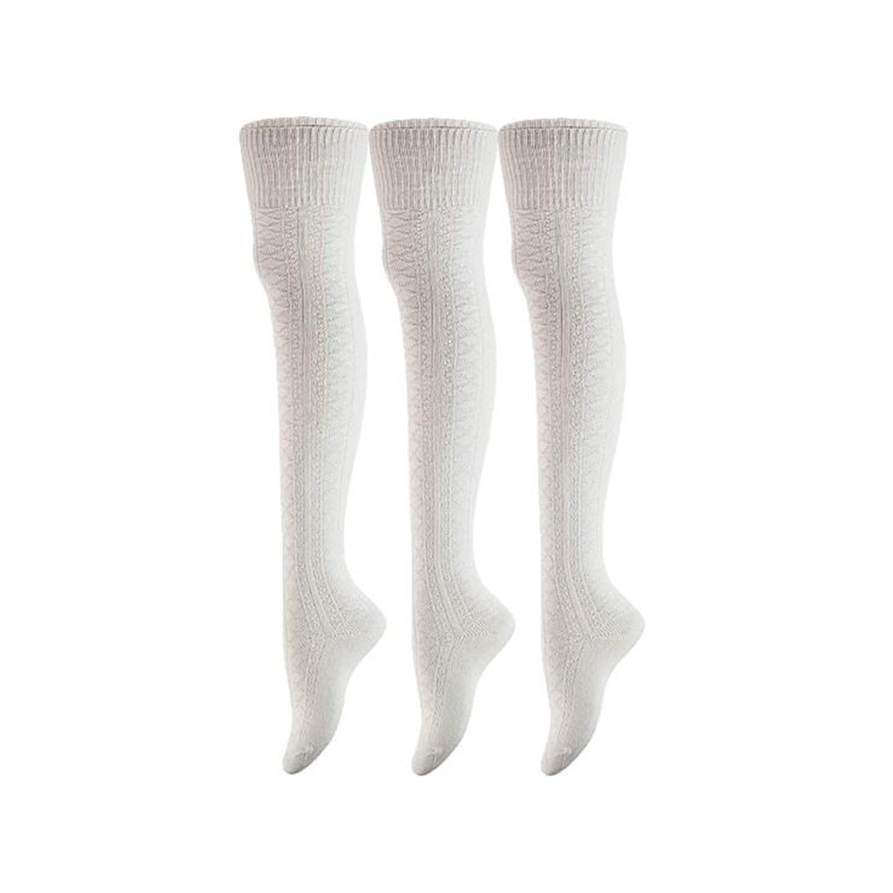 Damen 3 Paar Oberschenkel hohe Baumwollsocken, Kniewärmer, Beinwärmer