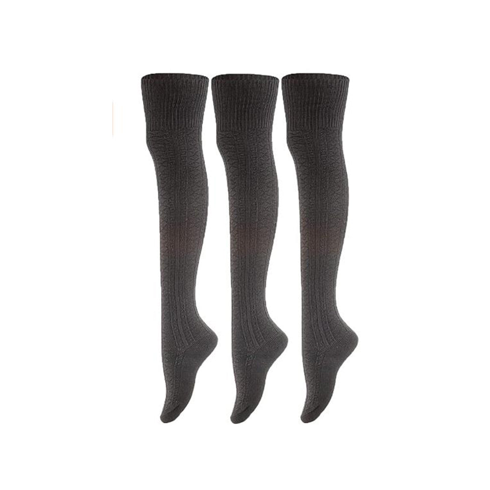 Damen 3 Paar Oberschenkel hohe Baumwollsocken, Kniewärmer, Beinwärmer
