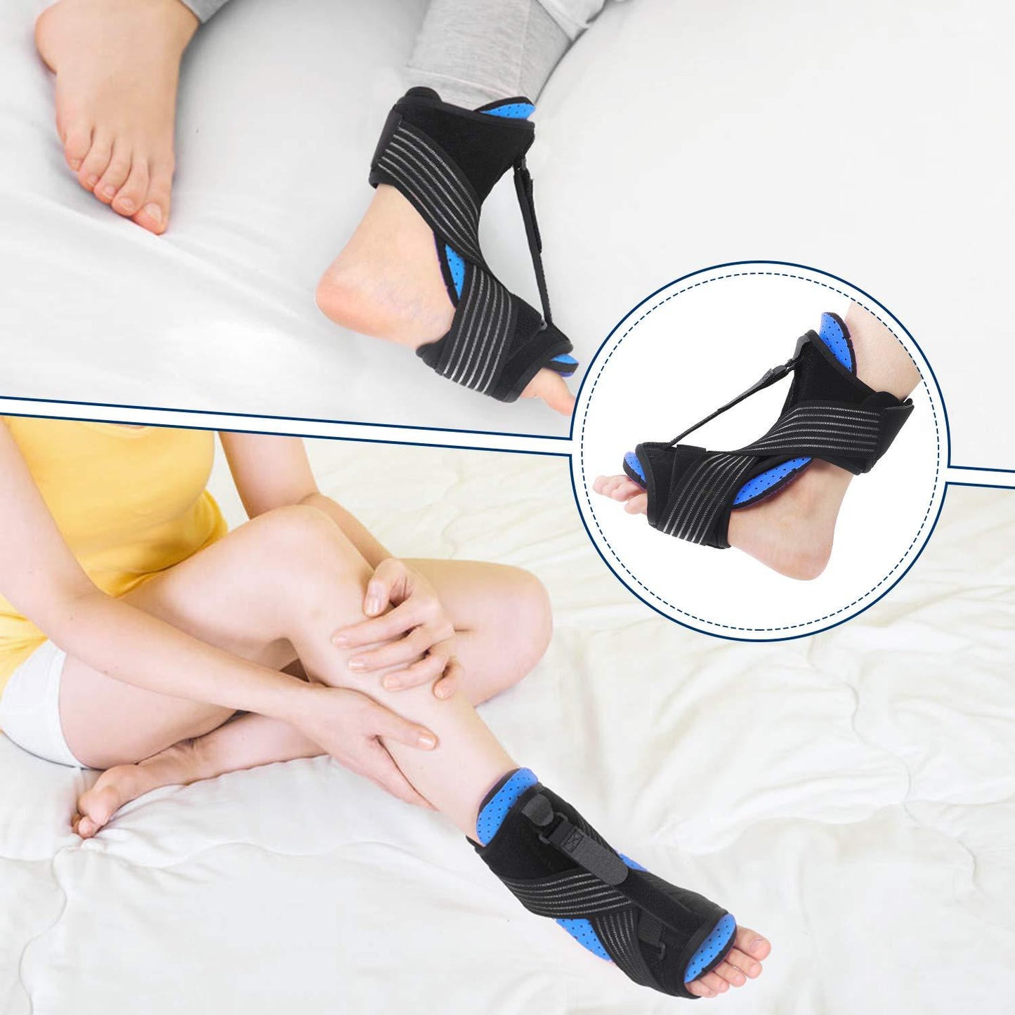Neue verbesserte Plantarfasziitis Nachtschiene, atmungsaktive und einstellbare Schlafunterstützung Fußtropfenorthese für Plantarfasziitis, Fußgewölbe, Achillessehnenentzündung für Frauen, Männer