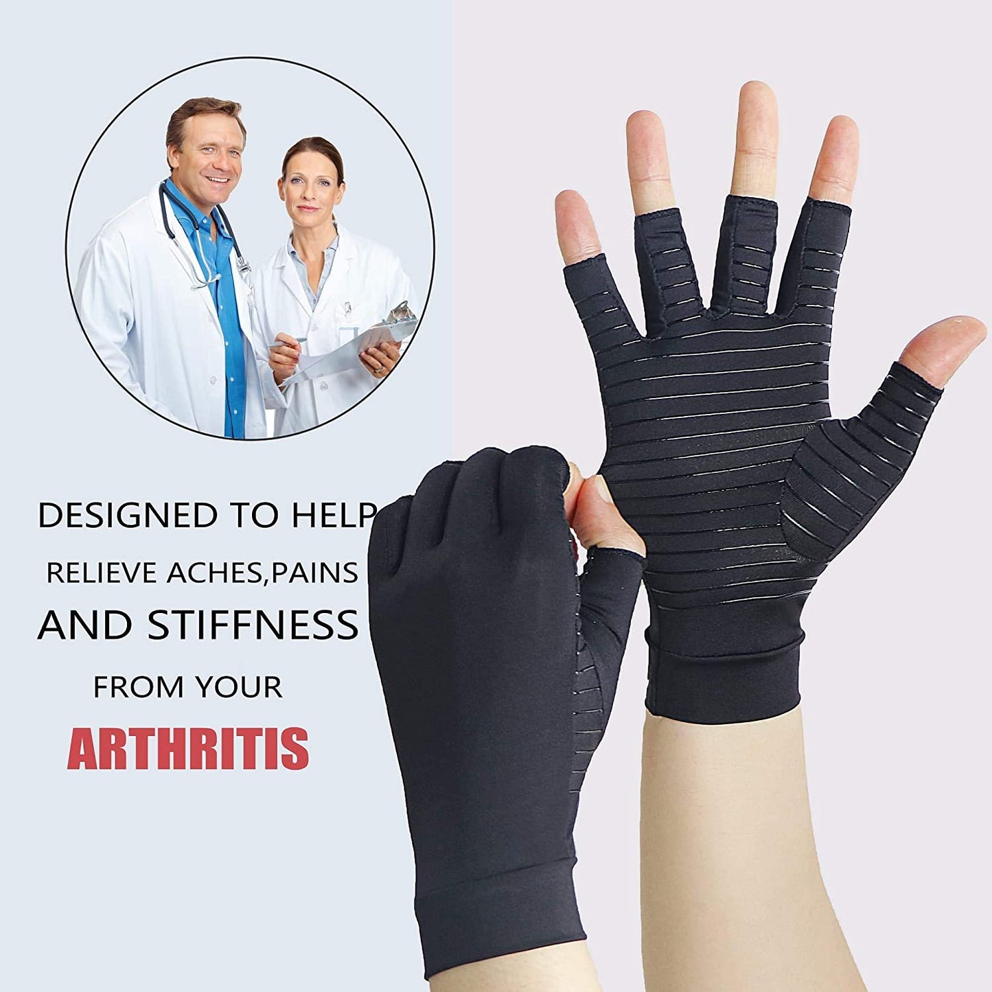 Kompressionshandschuhe mit Kupfer gegen Arthritis Rheumatoide, Linderung von Schmerzen und Schwellungen, Arthrose und Sehnenentzündung - Kupferhandschuhe gegen Arthritis für Frauen und Männer