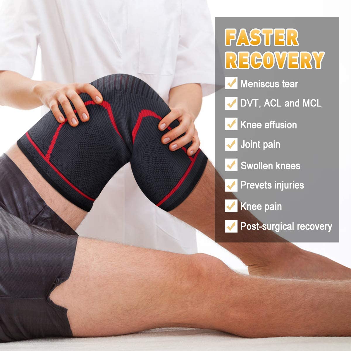 2 Stück Kniestütze, Kniekompressions-Ärmelstütze für Männer und Frauen, Laufen, Wandern, Arthritis, ACL, Meniskusriss, Sport