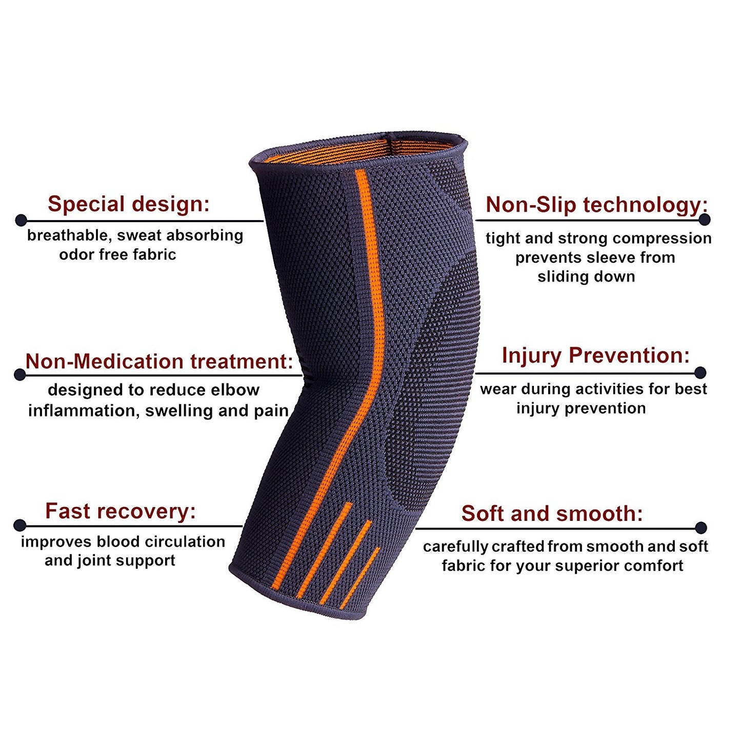 Ellenbogenstütze Kompressionshülse Ellenbogenstütze für Gewichtheben - Gelenkschmerzen, Sehnenentzündung, Arthritis, Armschutz, Tennis und Golfer's Elbow - Paar