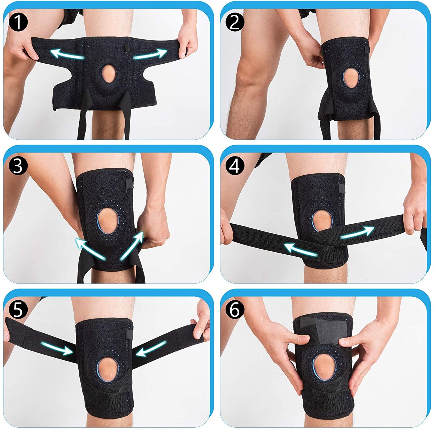 Kniestützen mit Federstabilisatoren und Gel-Patella-Pad zur Kniestütze - Einstellbare Kompressionspackung für Laufen, Arthritis, Meniskus, Tränen für Männer und Frauen