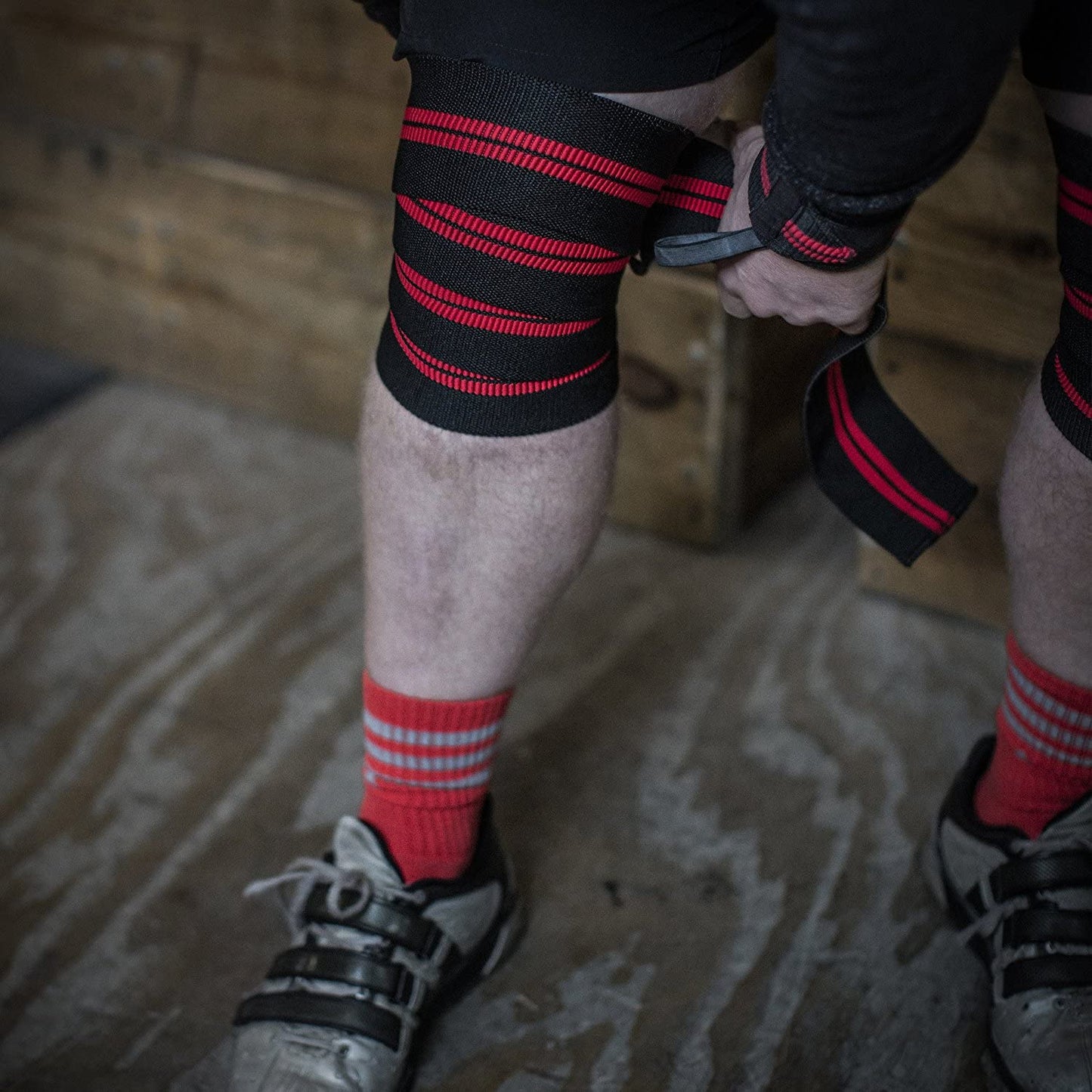 Kniebandagen Ideal für Kniebeugen, Knieorthese Gewichtheben, Powerlifting, Crossfit, Bodybuilding - 70 "L Elastic Wrap unterstützt Knie für schweres Kniebeugen und Heben - Kompressionsgurte für Männer und Frauen