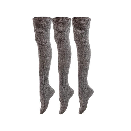 Damen 3 Paar Oberschenkel hohe Baumwollsocken, Kniewärmer, Beinwärmer