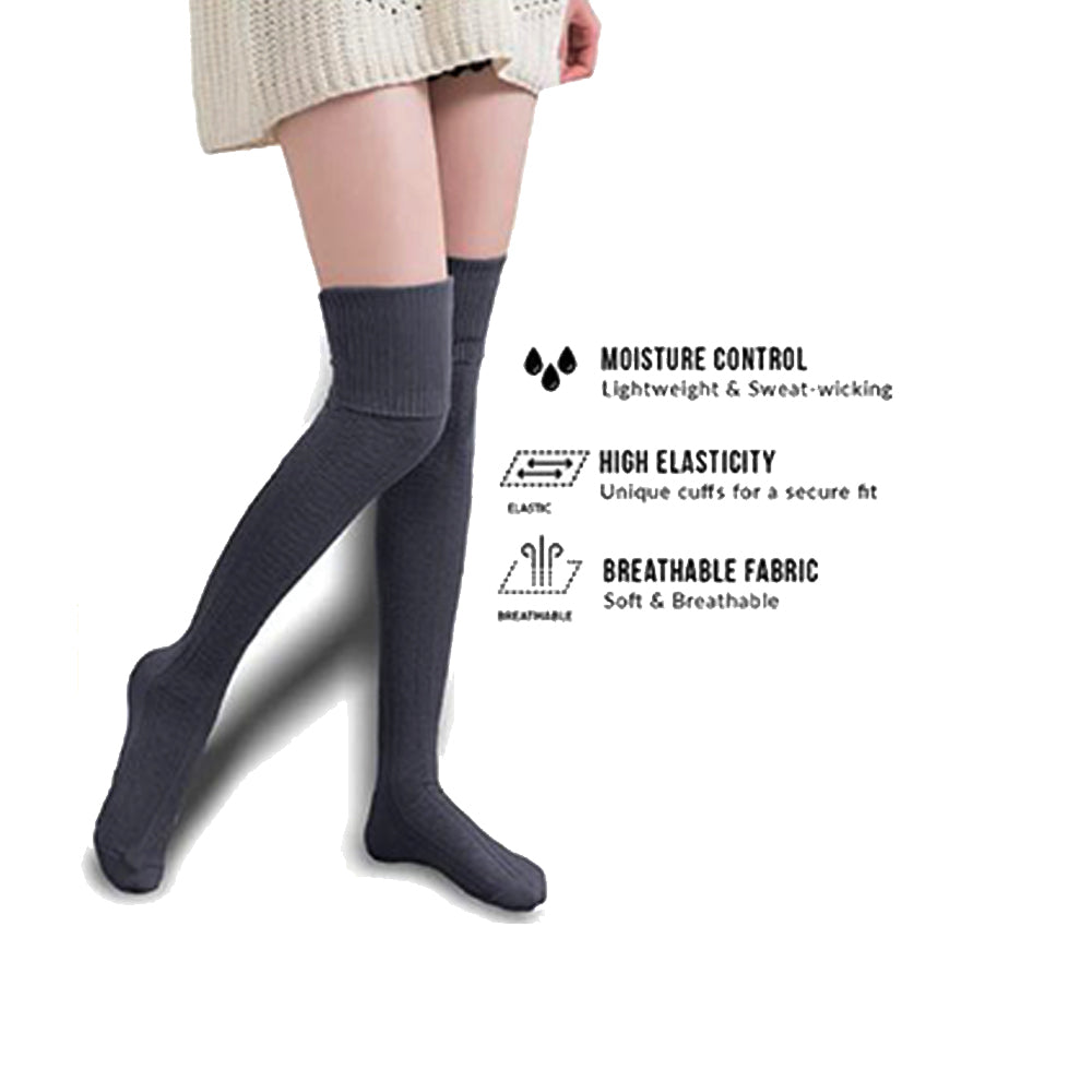 Damen 3 Paar Oberschenkel hohe Baumwollsocken, Kniewärmer, Beinwärmer