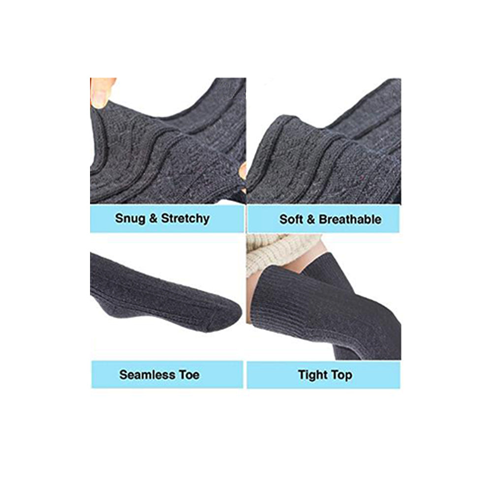 Damen 3 Paar Oberschenkel hohe Baumwollsocken, Kniewärmer, Beinwärmer