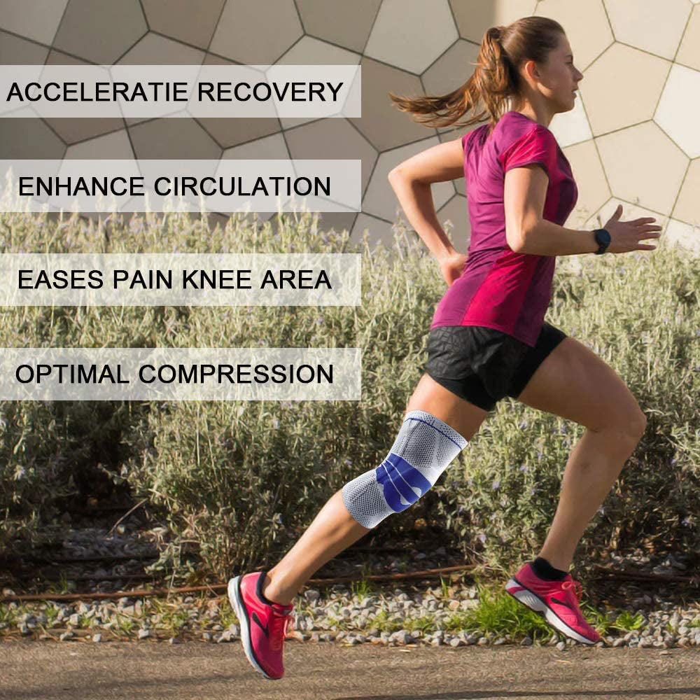 Kniestütze, elastische Kniebandagen Patella Stabilisator mit Silikongel-Federstütze, klappbarer Knieschoner-Schutz für Meniskusriss Arthritis Running Men Women