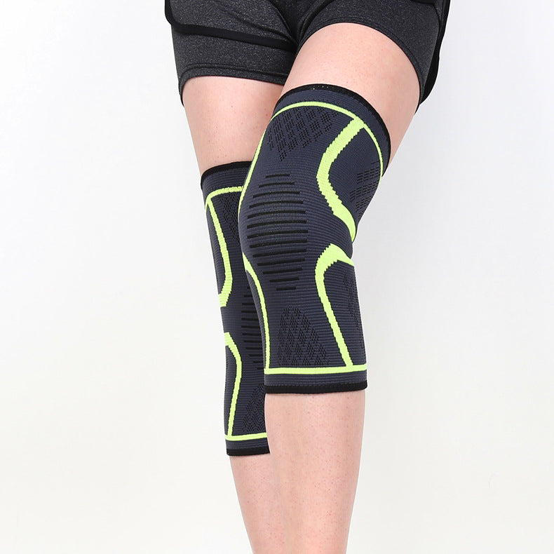Kniebandagen mit Strickzonen und aquafarbenem Rand