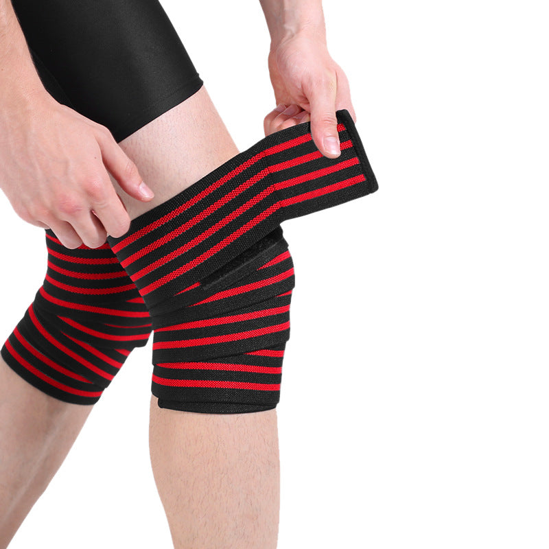 Lange Knie-Wickelbandagen mit roten Streifen