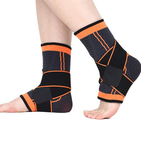 Strick-Knöchelbandage mit Gurten und orangefarbenem Rand
