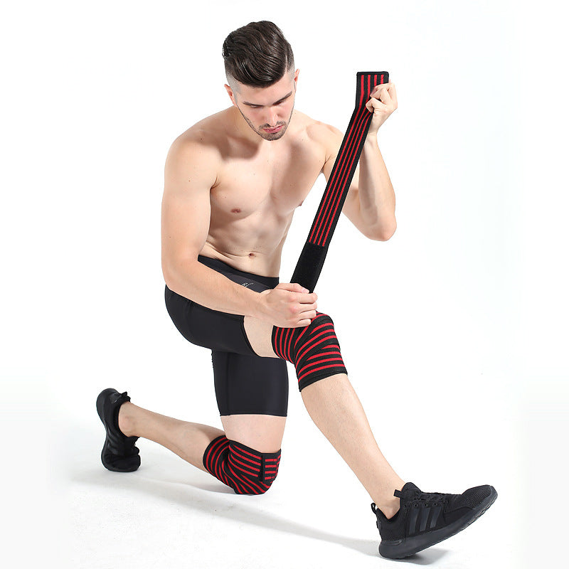 Lange Knie-Wickelbandagen mit roten Streifen