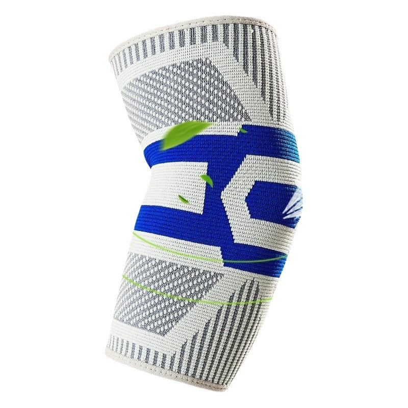 Ellenbogenbandage mit blau-grünen Strickzonen