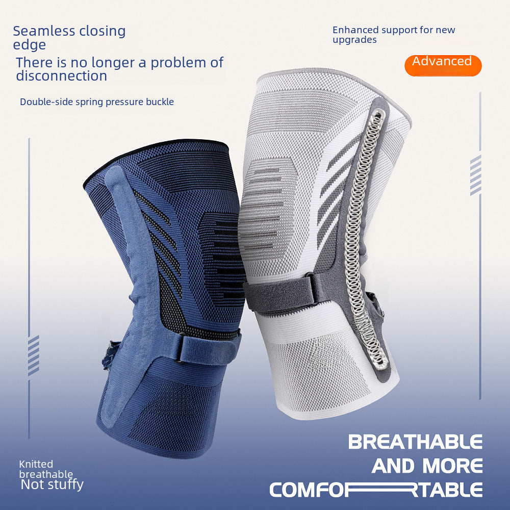 Blaue Strick-Kniebandage mit seitlichem Panel