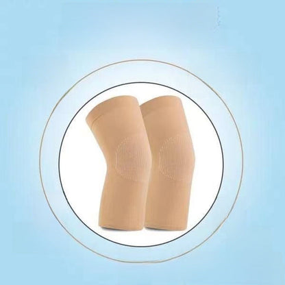 Lange, gestrickte Kniebandagen in Beige