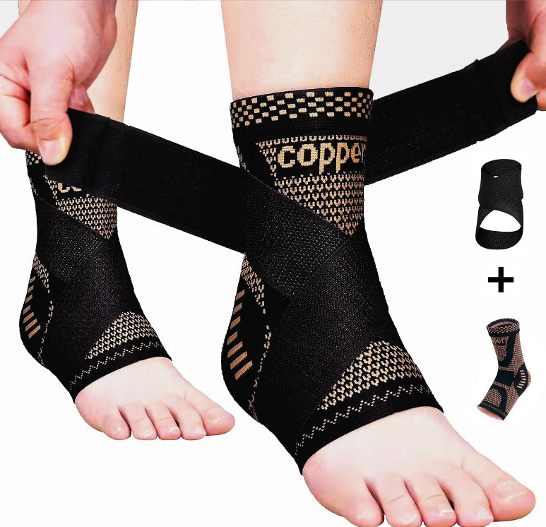 Kupferfarbene Strickbandage fürs Sprunggelenk