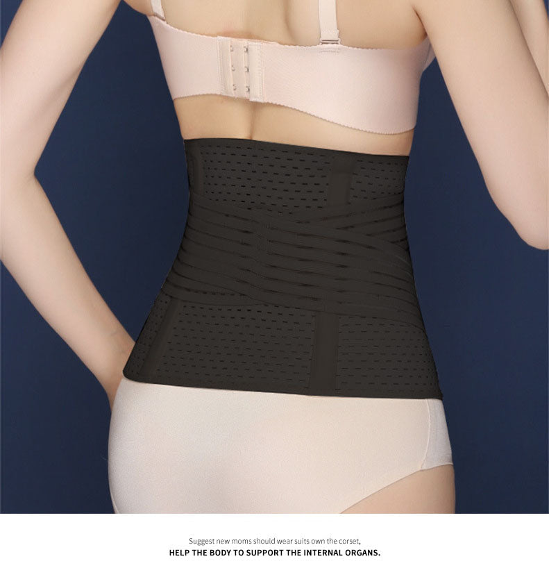 Gerippte Bauchstützbandage in Schwarz