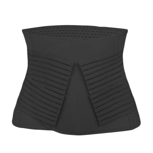 Gerippte Bauchstützbandage in Schwarz