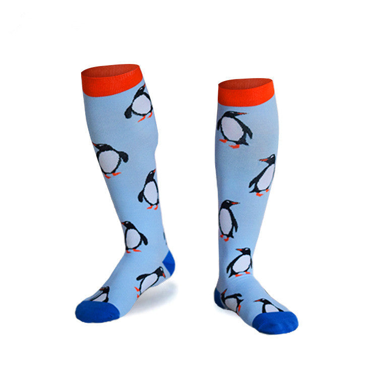 Kompressionsstrümpfe mit Pinguinmotiv