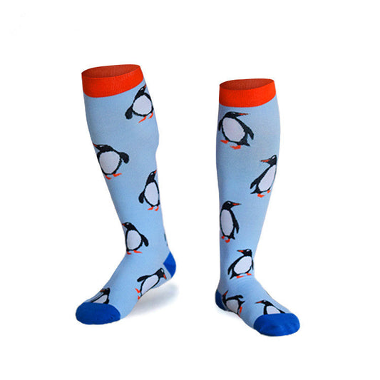 Kompressionsstrümpfe mit Pinguinmotiv