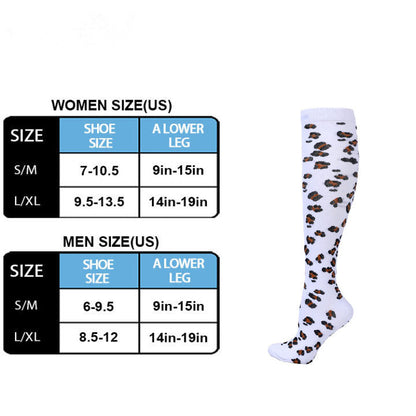 Kompressionsstrümpfe mit Leopardenmuster