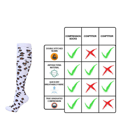 Kompressionsstrümpfe mit Leopardenmuster