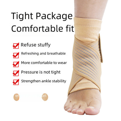 Beige Strick-Knöchelbandage mit Wickelgurt