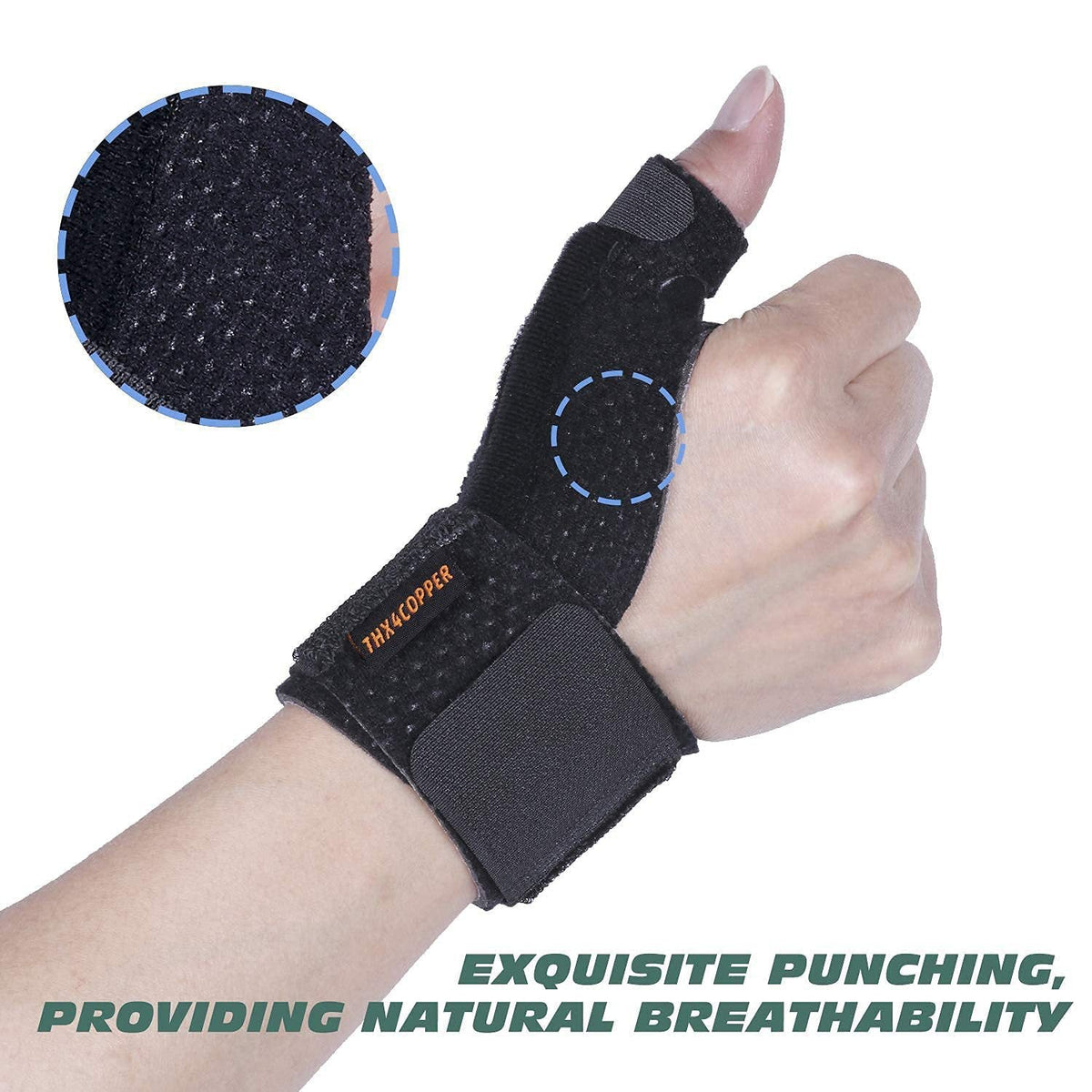 Perforierte Daumenbandage mit breitem Handgelenkgurt