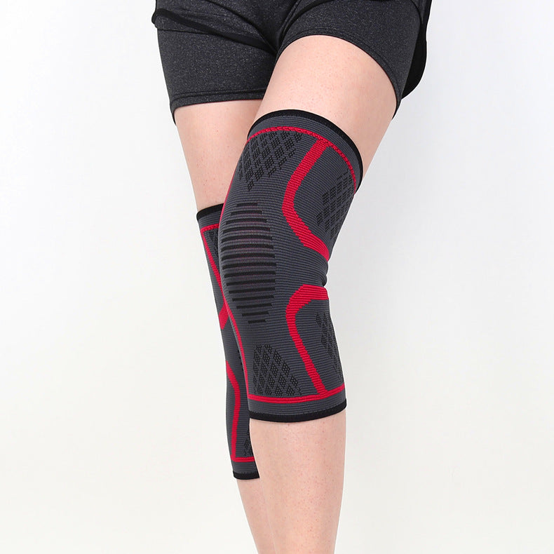 Kniebandagen mit Strickzonen und aquafarbenem Rand