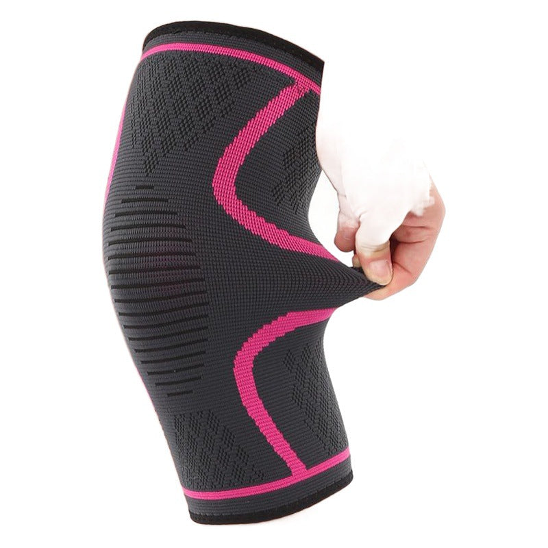 Kniebandage mit Strickzonen und rosa Rand
