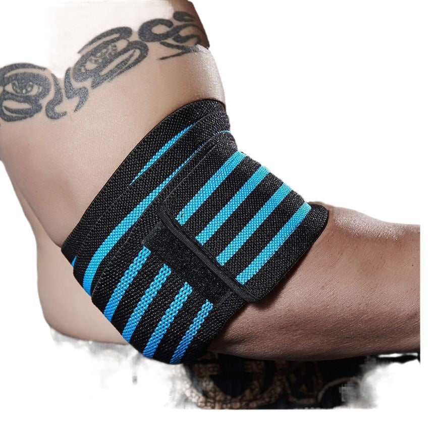 Verstellbare Ellenbogenbandage mit blauen Streifen