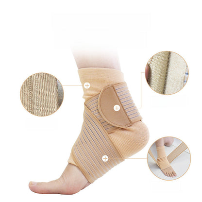 Beige Strick-Knöchelbandage mit Wickelgurt
