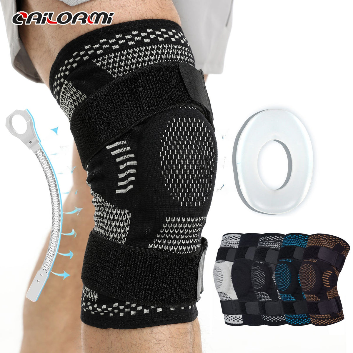 Strick-Kniebandage mit zwei verstellbaren Gurten