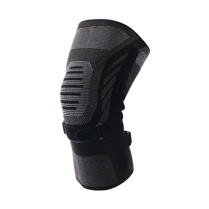 Blaue Strick-Kniebandage mit seitlichem Panel