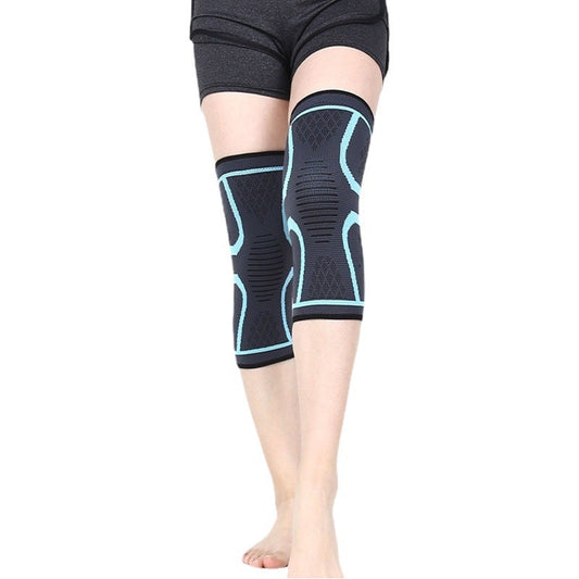 Kniebandagen mit Strickzonen und aquafarbenem Rand