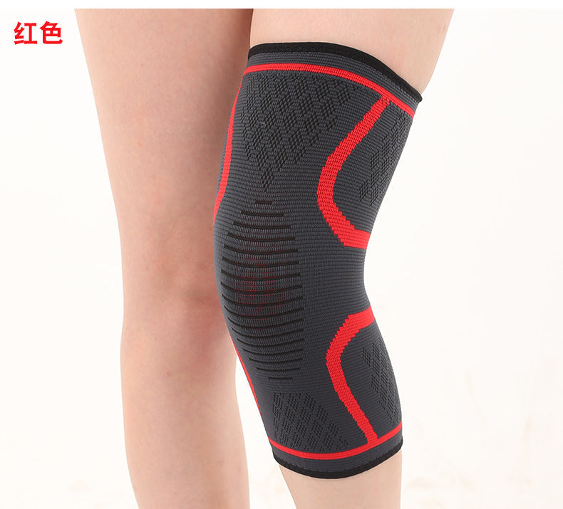 Kniebandage mit Strickzonen und rosa Rand