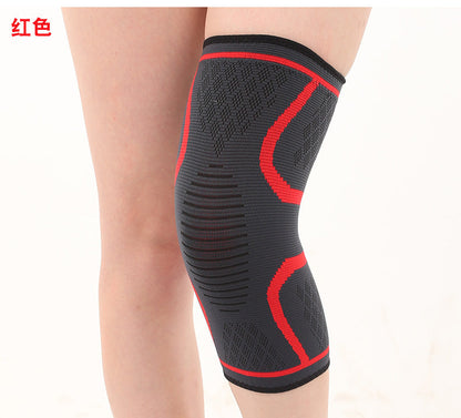 Kniebandage mit Strickzonen und rosa Rand