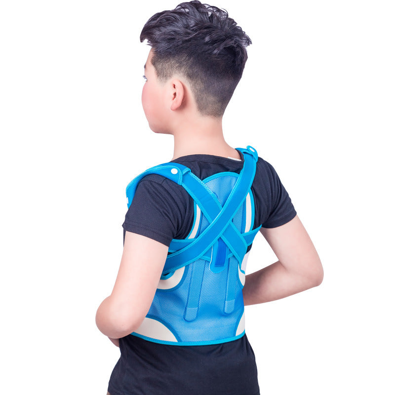 Blaue Rückenbandage mit Kreuzgurten