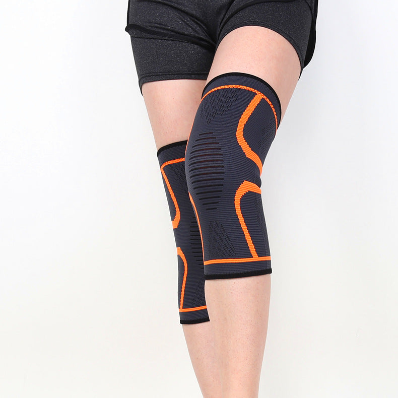 Kniebandagen mit Strickzonen und aquafarbenem Rand