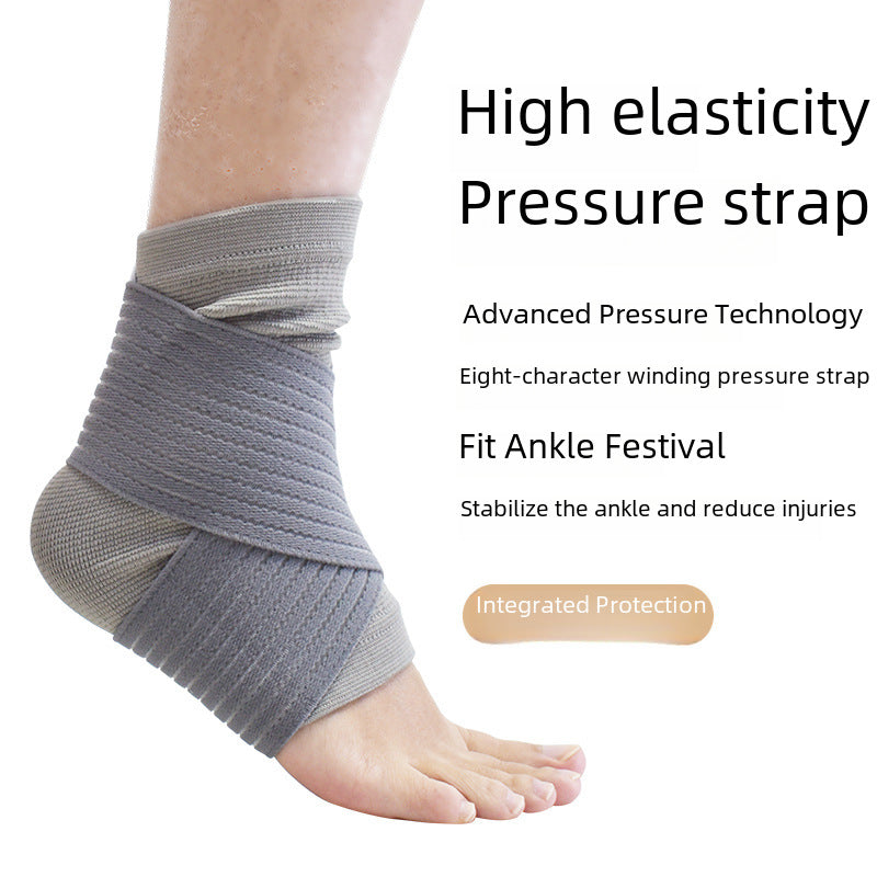 Beige Strick-Knöchelbandage mit Wickelgurt