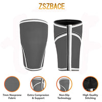ZSZBACE Knie-Ärmel - 7 mm dicke Kompressions-Kniestütze für Gewichtheben, Powerlifting, Kniebeugen und CrossFit-Training Fitness für Frauen und Männer, 6 GRÖSSE